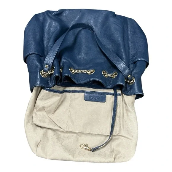 Michael Kors - EC - Navy Blue Leather Tote Bag With Unbranded Dust Bag - Picture 7 of 8